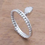 Moonstone band ring, 'Lovely Serenity' - Dot Motif Moonstone Band Ring Crafted in Bali