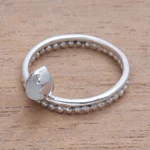 Moonstone band ring, 'Lovely Serenity' - Dot Motif Moonstone Band Ring Crafted in Bali