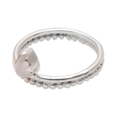 Moonstone band ring, 'Lovely Serenity' - Dot Motif Moonstone Band Ring Crafted in Bali