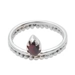 Garnet band ring, 'Lovely Serenity' - Dot Motif Garnet Band Ring Crafted in Bali
