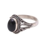 Onyx single-stone ring, 'Princess Gem' - Handmade Onyx Single-Stone Ring from Bali
