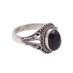 Onyx single-stone ring, 'Princess Gem' - Handmade Onyx Single-Stone Ring from Bali
