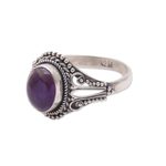 Amethyst single-stone ring, 'Princess Gem' - Handmade Amethyst Single-Stone Ring from Bali