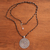 Rainbow moonstone beaded pendant necklace, 'Pebble Shield' - Rainbow Moonstone Beaded Pendant Necklace from Bali (image 2b) thumbail