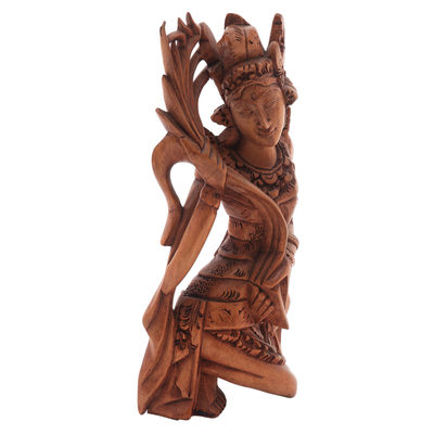 Escultura de madera - Escultura hindú de madera tallada a mano de Sri de Bali