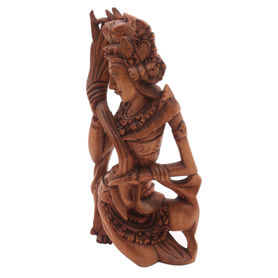 Wood sculpture, 'Dancing Sri' - Hand-Carved Wood Hindu Sculpture of Sri from Bali