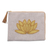 Leather-accented glass beaded jute coin purse, 'God's Grace in Bone' - Floral Embellished Jute Coin Purse in Bone from Java (image 2a) thumbail