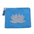 Leather-accented glass beaded jute coin purse, 'God's Grace in Sky Blue' - Floral Embellished Jute Coin Purse in Sky Blue from Java (image 2a) thumbail