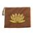 Leather-accented glass beaded jute coin purse, 'God's Grace in Tan' - Floral Embellished Jute Coin Purse in Tan from Java