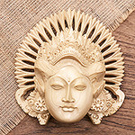 Hand-Carved Wood Mask of a Janger Dancer from Indonesia, 'Beautiful Janger'
