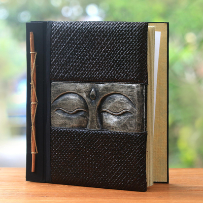 Wood and natural fiber photo album, Sight of Buddha in Silver