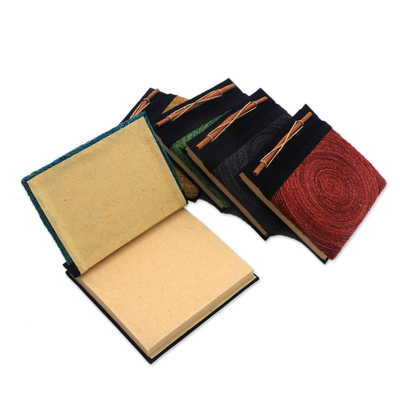 Naturfaser-Tagebücher, (5er-Set) - Naturfaser-Tagebücher in verschiedenen Farben aus Bali (5er-Set)