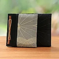 Natural fiber journals, 'Autumn Scribble' (pair) - Handmade Banana Bark and Kupu-Kupu Leaf Notebook (Pair)