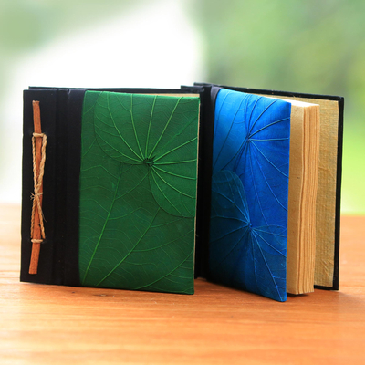 Natural leaf journals, Blue and Green Kupu-Kupu (pair)