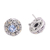 Gold accent blue topaz button earrings, 'Flashing Stars' - Bali Gold Accent Sterling Silver Blue Topaz Button Earrings