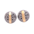 Gold accent sterling silver button earrings, 'Sunrise Horizon' - Sterling Silver and 18k Gold Plated Hammered Button Earrings
