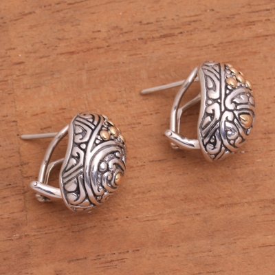 Gold accent sterling silver drop earrings, 'Uluwatu Shell' - Gold Accent Sterling Silver Seashell Drop Earrings