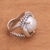 Gold accented cultured pearl cocktail ring, 'Serpent Embrace' - Sterling Silver Gold Accent Serpent Theme Cocktail Ring