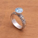 Gold accent blue topaz cocktail ring, 'Blue Floral Tea' - Sterling Silver 18k Gold Accent Blue Topaz Cocktail Ring