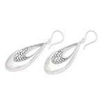 Sterling silver dangle earrings, 'Woven Allure' - Sterling Silver Teardrop Bedeg Weave Dangle Earrings