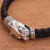 Men's sterling silver braided pendant bracelet, 'Panther Palace' - Men's Leather and Sterling Silver Panther Braided Bracelet (image 2b) thumbail