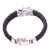 Men's sterling silver braided pendant bracelet, 'Panther Palace' - Men's Leather and Sterling Silver Panther Braided Bracelet (image 2c) thumbail