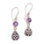 Amethyst dangle earrings, 'Lavender Daydreams' - Amethyst and Sterling Silver Dangle Earrings from Bali