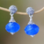 Chalcedony dangle earrings, 'Azure Buddha' - Blue Chalcedony Dangle Earrings from Bali (image 2) thumbail