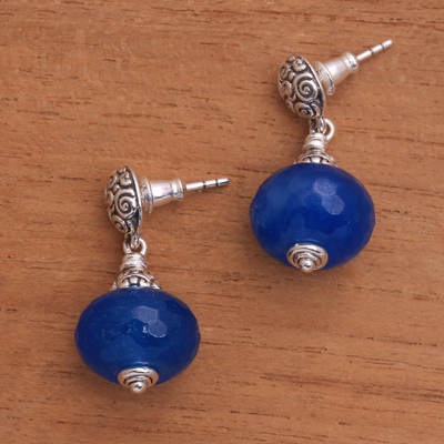 Ohrhänger aus Chalcedon - Blaue Chalcedon-Ohrhänger aus Bali