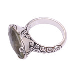 Prasiolite cocktail ring, 'Glittering Boat' - 4-Carat Prasiolite Cocktail Ring from Bali