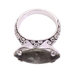 Prasiolite cocktail ring, 'Glittering Boat' - 4-Carat Prasiolite Cocktail Ring from Bali