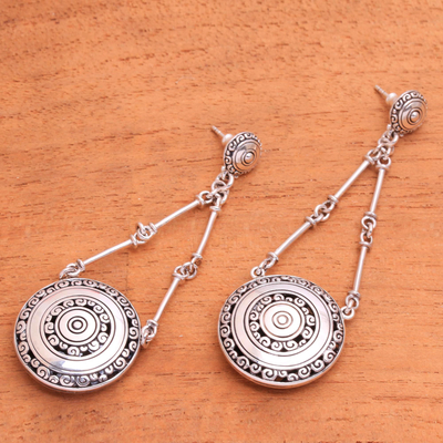 Sterling silver dangle earrings, 'Hiding Eden' - Sterling Silver Buddha Curl Motif Dangle Earrings from Bali