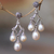 Cultured pearl chandelier earrings, 'Bamboo Glow' - Cultured Pearl Chandelier Earrings from Bali (image 2) thumbail
