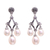Cultured pearl chandelier earrings, 'Bamboo Glow' - Cultured Pearl Chandelier Earrings from Bali thumbail