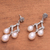 Cultured pearl chandelier earrings, 'Bamboo Glow' - Cultured Pearl Chandelier Earrings from Bali (image 2c) thumbail