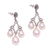 Cultured pearl chandelier earrings, 'Bamboo Glow' - Cultured Pearl Chandelier Earrings from Bali (image 2d) thumbail