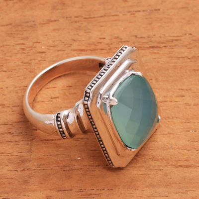 Chalcedony cocktail ring, 'Vintage Charm' - Chalcedony Cocktail Ring from Bali