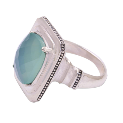 Chalcedony cocktail ring, 'Vintage Charm' - Chalcedony Cocktail Ring from Bali