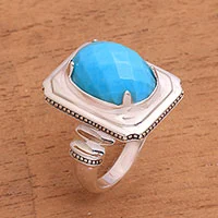 Turquoise cocktail ring, 'Vintage Charm'