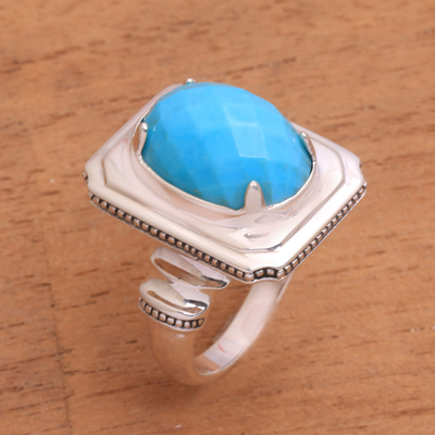 Turquoise cocktail ring, 'Vintage Charm' - Natural Turquoise Cocktail Ring from Bali