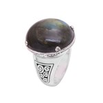 Labradorite domed ring, 'Cosmic Dome' - Labradorite Domed Cocktail Ring from Bali