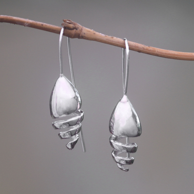 Pendientes colgantes de plata de ley - Aretes colgantes de plata esterlina con diseño en espiral de alto brillo