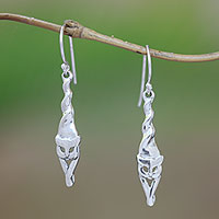 Featured review for Sterling silver dangle earrings, Kitty Stretch