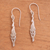 Sterling silver dangle earrings, 'Kitty Stretch' - Sterling Silver Cat Dangle Earrings Crafted in Bali