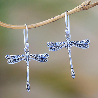 Sterling silver dangle earrings, Elegance of the Dragonflies