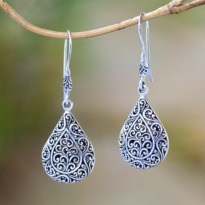 Sterling silver dangle earrings, Rain Blossoms