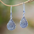 Sterling silver dangle earrings, 'Rain Blossoms' - Sterling Silver Scroll Work Raindrop Dangle Earrings (image 2) thumbail