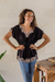 Rayon blouse, 'Floral Flirt in Onyx' - Floral Embroidered Rayon Blouse in Onyx from Bali (image 2b) thumbail