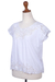 Rayon blouse, 'White Kusuma' - Floral Embroidered Rayon Blouse in White from Bali (image 2b) thumbail