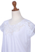 Rayon blouse, 'White Kusuma' - Floral Embroidered Rayon Blouse in White from Bali (image 2d) thumbail
